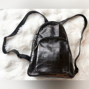 Furla Vintage Crocodile-Embossed Backpack | Black Brown